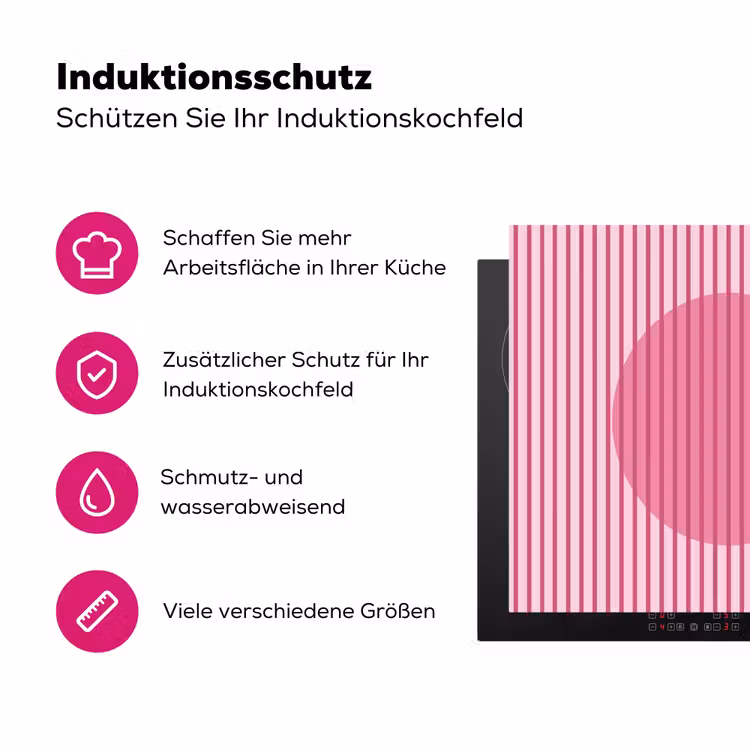 Abstract - Strepen - Ovaal - Roze - Modern Inductie beschermer vinyl 3mm middel -zzzzzzz-lf-ups