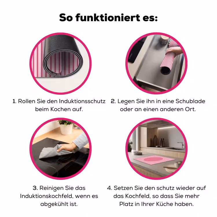 Abstract - Strepen - Ovaal - Roze - Modern Inductie beschermer vinyl 3mm middel -zzzzzzz-lf-werking