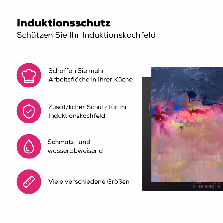 Abstract - Textuur - Kleuren - Modern - Roze Inductie beschermer vinyl 3mm middel -zzzzzzz-lf-ups