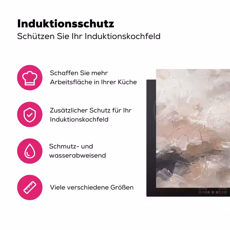 Abstract - Textuur - Kunst - Modern - Beige Inductie beschermer vinyl 3mm middel -zzzzzzz-lf-ups