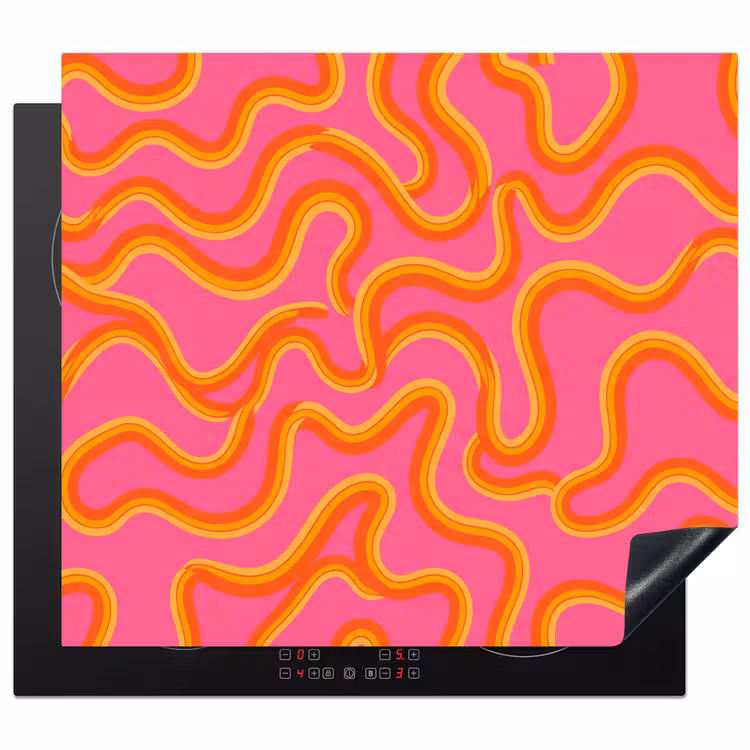 Abstract - Golvende lijnen - Modern - Kleurrijk Inductie beschermer vinyl 3mm middel -3d