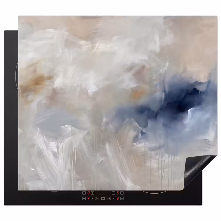 Abstract - Wolken - Sfeer - Modern - Beige Inductie beschermer vinyl 3mm middel -3d