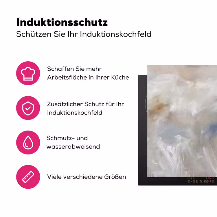 Abstract - Wolken - Sfeer - Modern - Beige Inductie beschermer vinyl 3mm middel -zzzzzzz-lf-ups