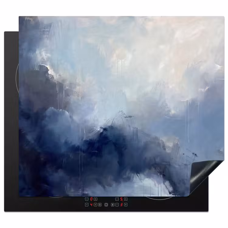Abstract - Wolken - Modern - Blauw - Kunst Inductie beschermer vinyl 3mm middel -3d