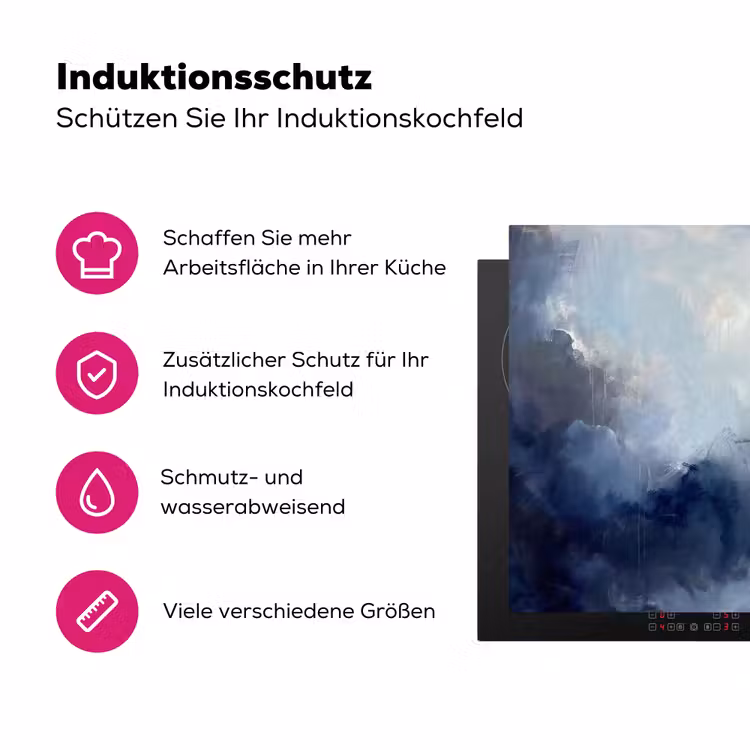 Abstract - Wolken - Modern - Blauw - Kunst Inductie beschermer vinyl 3mm middel -zzzzzzz-lf-ups