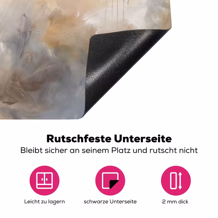 Abstract - Wolken - Sfeervol - Beige - Grijs Inductie beschermer vinyl 3mm middel -zzzzzzz-lf-onderkant
