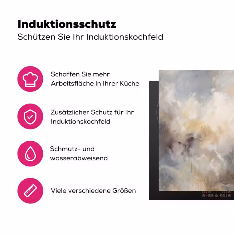 Abstract - Wolken - Sfeervol - Beige - Grijs Inductie beschermer vinyl 3mm middel -zzzzzzz-lf-ups