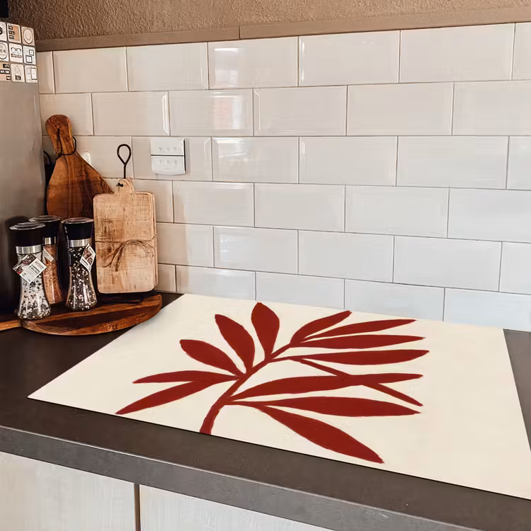 Tak - Bladeren - Rood Inductie beschermer vinyl 3mm klein -sfeer3