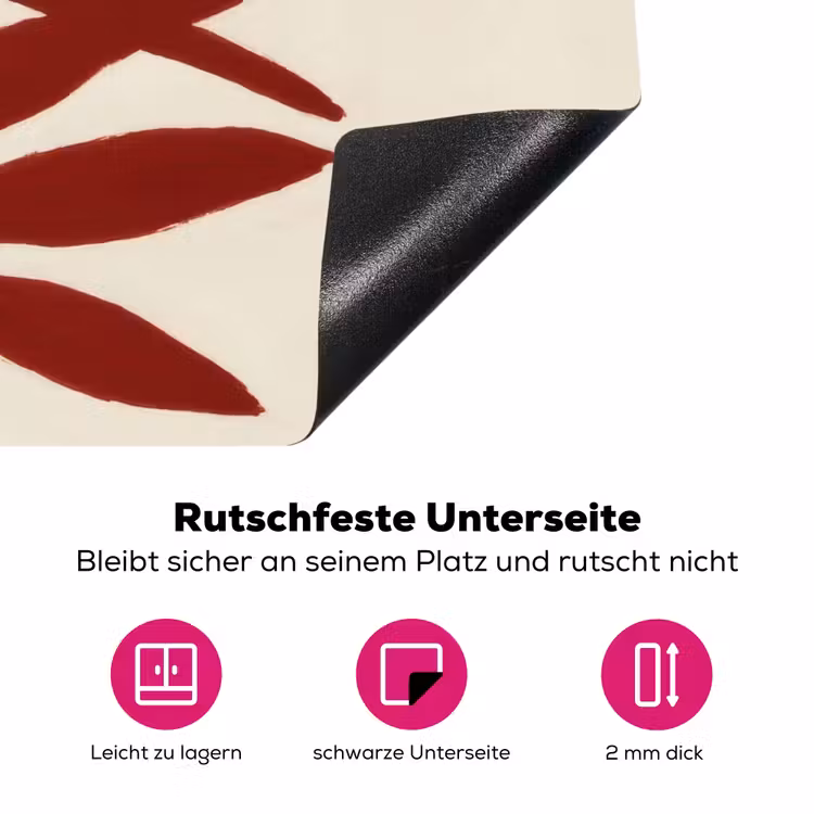 Tak - Bladeren - Rood Inductie beschermer vinyl 3mm klein -zzzzzzz-lf-onderkant