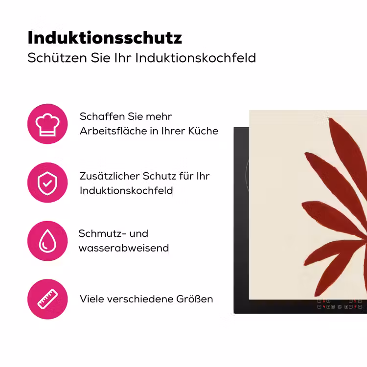 Tak - Bladeren - Rood Inductie beschermer vinyl 3mm klein -zzzzzzz-lf-ups