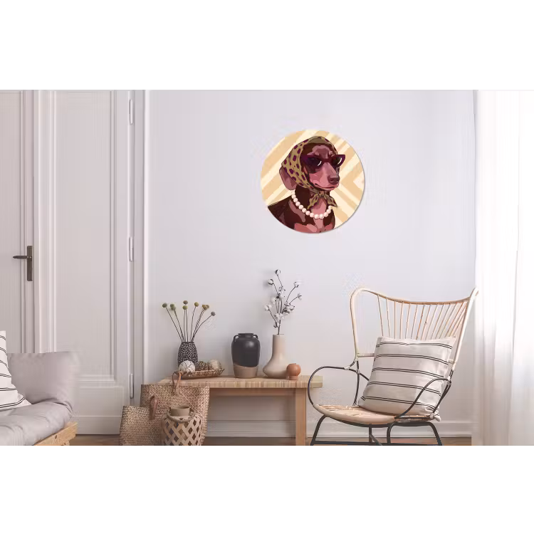 Hond - Zonnebril - Hoofddoek - Dieren - Modern Wandcirkel aluminium klein -woonkamer