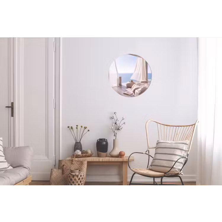 Interieur - Zeezicht - Modern - Rust - Beige Wandcirkel aluminium klein -woonkamer