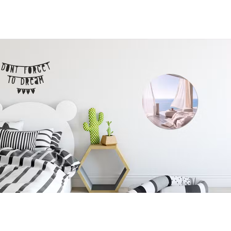 Interieur - Zeezicht - Modern - Rust - Beige Wandcirkel aluminium klein -kinderkamer