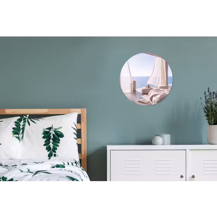 Interieur - Zeezicht - Modern - Rust - Beige Wandcirkel aluminium klein -slaapkamer