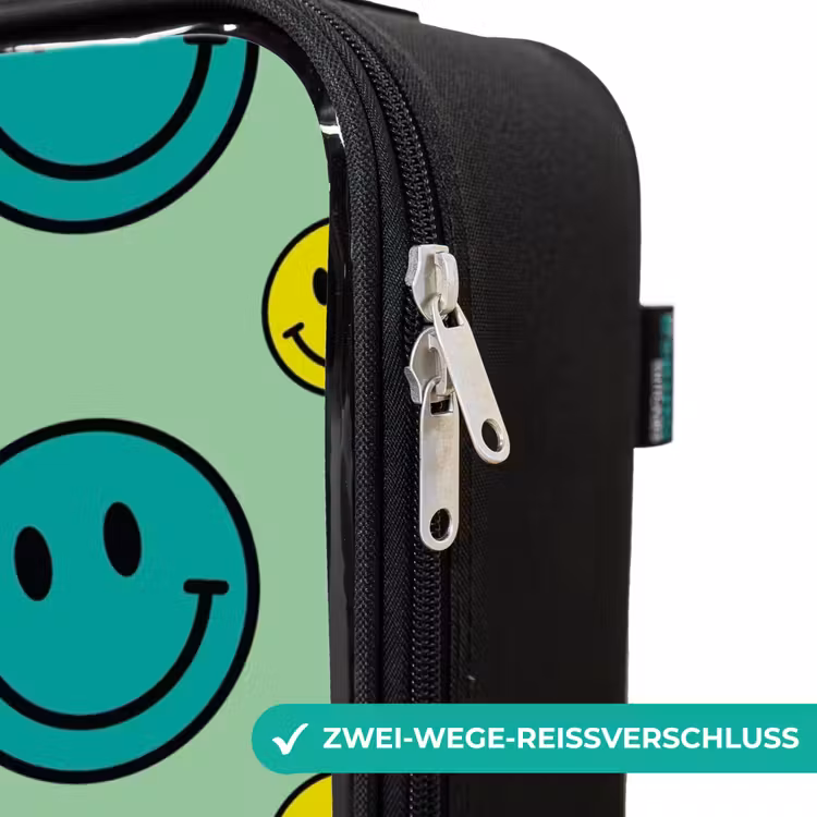 All smiles groen Kinderkoffer - Zwart klein -rits_DE