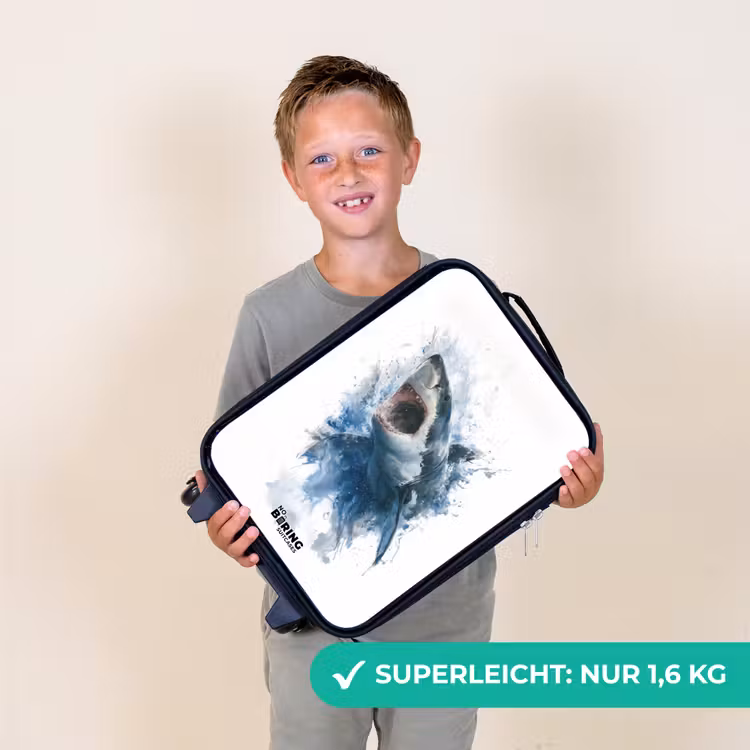 Aanvallende haai in waterverf Kinderkoffer - Zwart klein -sfeer4_DE