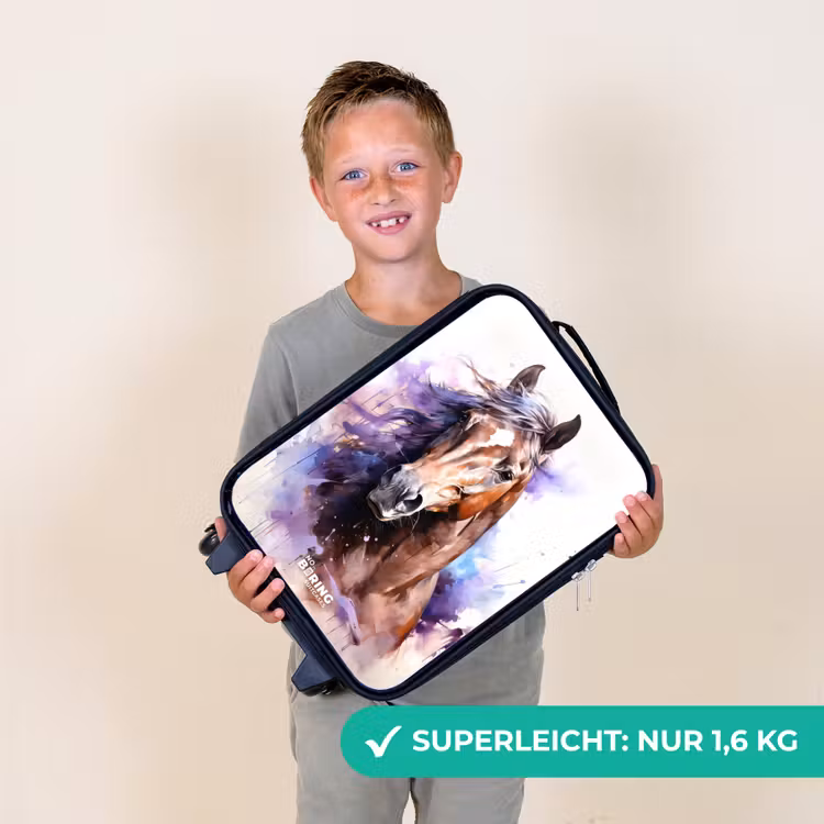 Aquarel paard met kleurrijke spatten Kinderkoffer - Zwart klein -sfeer4_DE