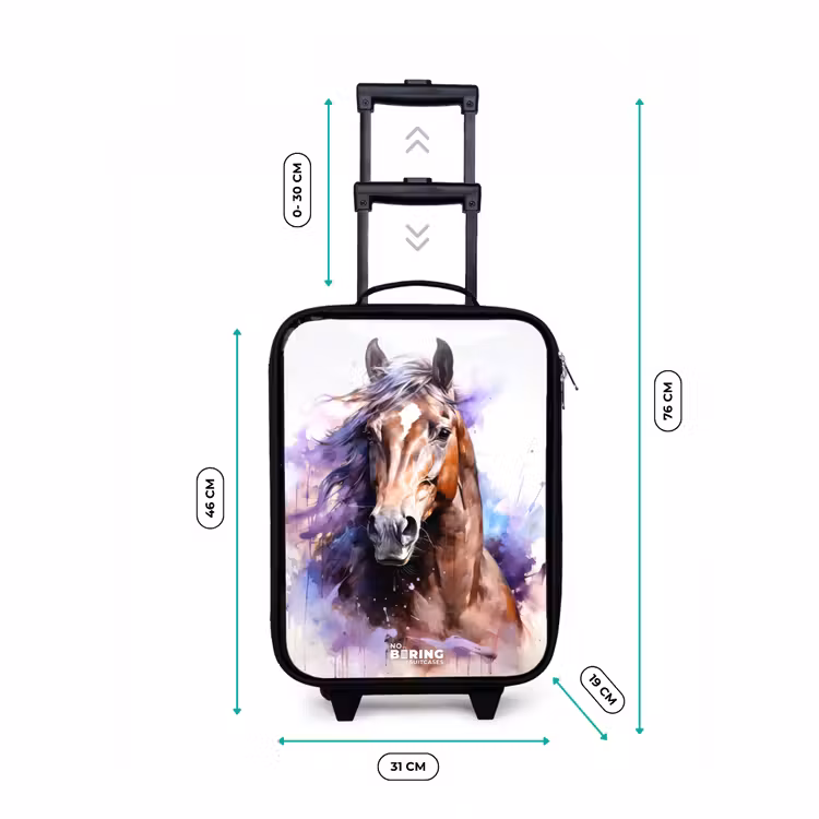 Aquarel paard met kleurrijke spatten Kinderkoffer - Zwart klein -productfoto_formaten