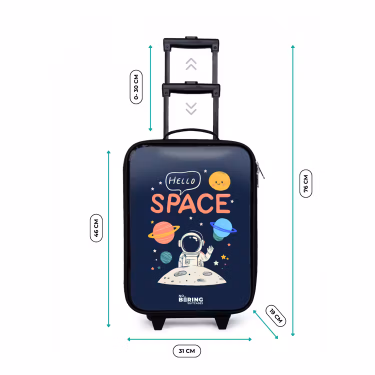 Astronaut - Quote - Planeten - Sterren Kinderkoffer - Zwart klein -productfoto_formaten