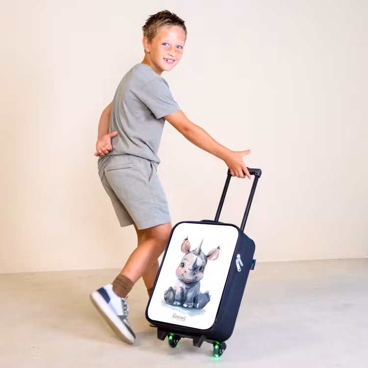 Baby neushoorn Kinderkoffer - Zwart klein -sfeer3