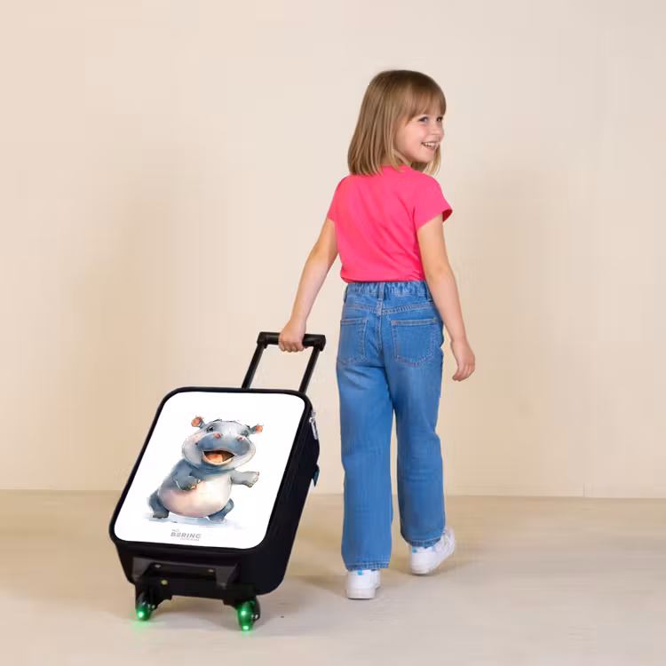 Baby nijlpaard Kinderkoffer - Zwart klein -sfeer1