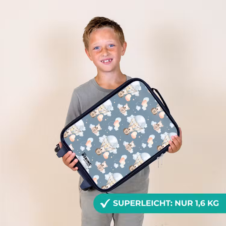 Beertjes in luchtballonnen tussen wolken en ballonnen Kinderkoffer - Zwart klein -sfeer4_DE