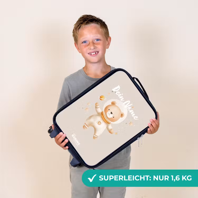 Beige ruimtebeer zweeft tussen sterren Kinderkoffer - Zwart klein -sfeer4_DE