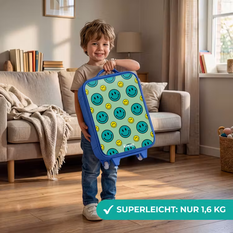 All smiles groen Kinderkoffer - Blauw klein -sfeer2_DE
