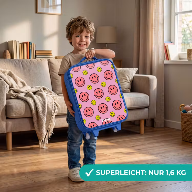 All smiles roze Kinderkoffer - Blauw klein -sfeer2_DE