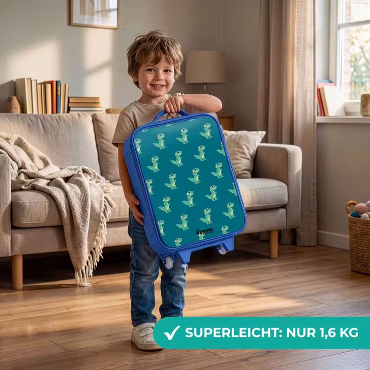 Tyranosaurus specs Kinderkoffer - Blauw klein -sfeer2_DE