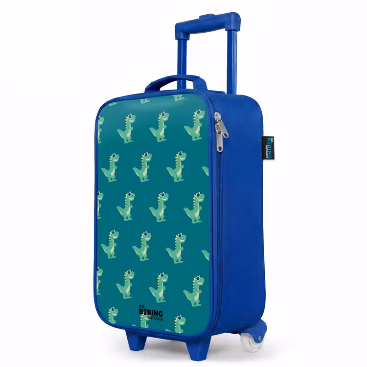 Tyranosaurus specs Kinderkoffer - Blauw klein -productfoto_schuin