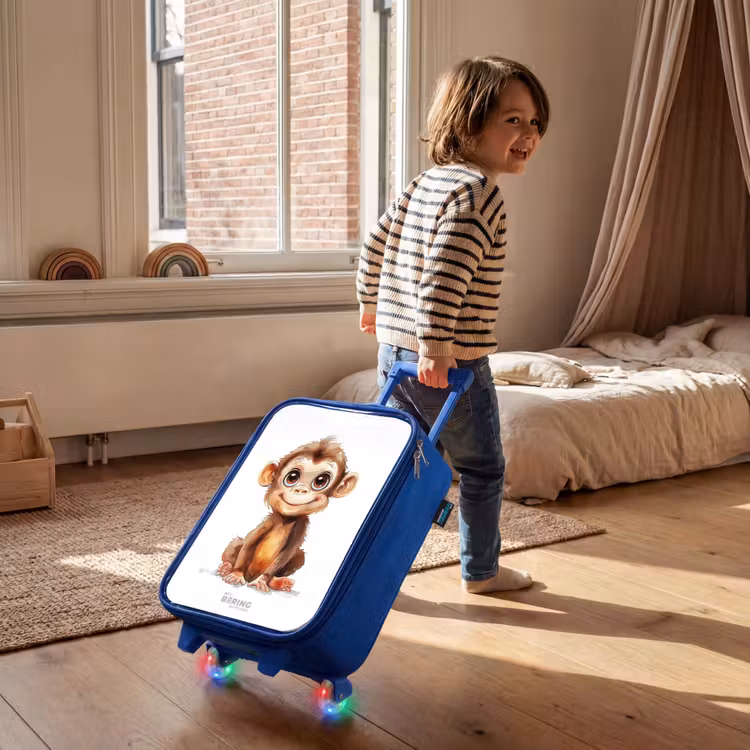 Baby aap Kinderkoffer - Blauw klein -sfeer1