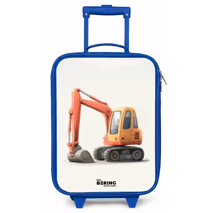 Graafmachine - Getekend - Oranje Kinderkoffer - Blauw klein -zz3dotto