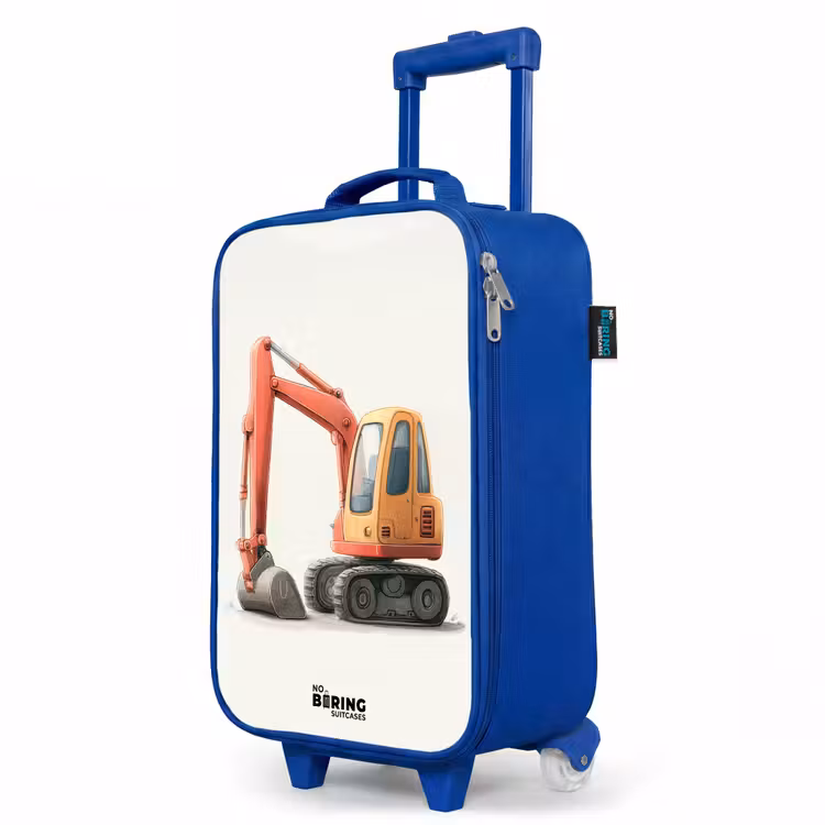 Graafmachine - Getekend - Oranje Kinderkoffer - Blauw klein -productfoto_schuin