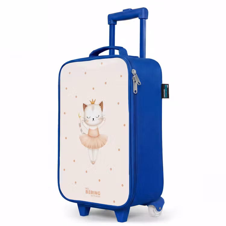 Ballerina kitten in beige kleuren Kinderkoffer - Blauw klein -productfoto_schuin