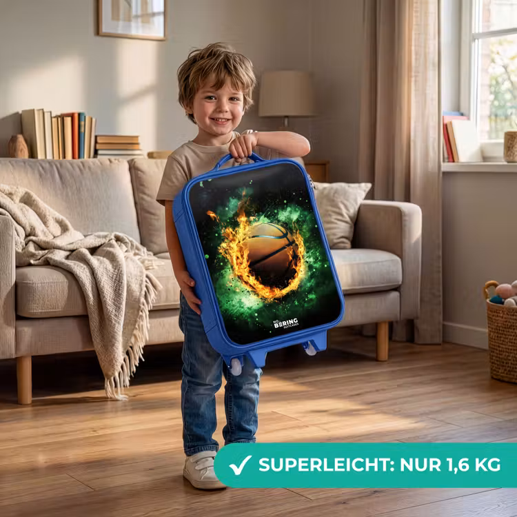 Basketbal in vlammen en explosieve energie Kinderkoffer - Blauw klein -sfeer2_DE