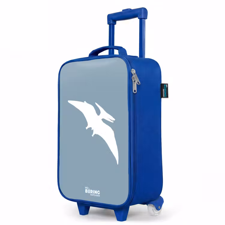 Blauw met Pteranodon dino Kinderkoffer - Blauw klein -productfoto_schuin