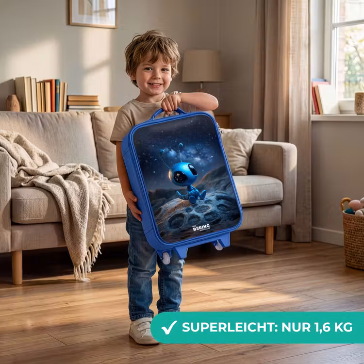 Blauw buitenaards wezentje onder sterrenhemel Kinderkoffer - Blauw klein -sfeer2_DE