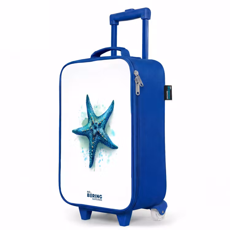 Blauwe Zeester op Witte Achtergrond Kinderkoffer - Blauw klein -productfoto_schuin