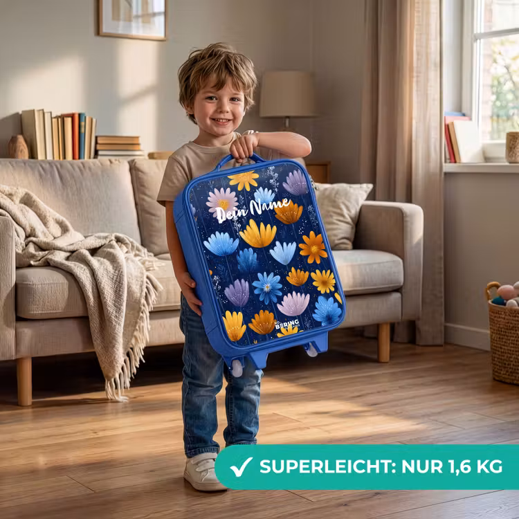 Bloemen op een donkerblauwe achtergrond Kinderkoffer - Blauw klein -sfeer2_DE
