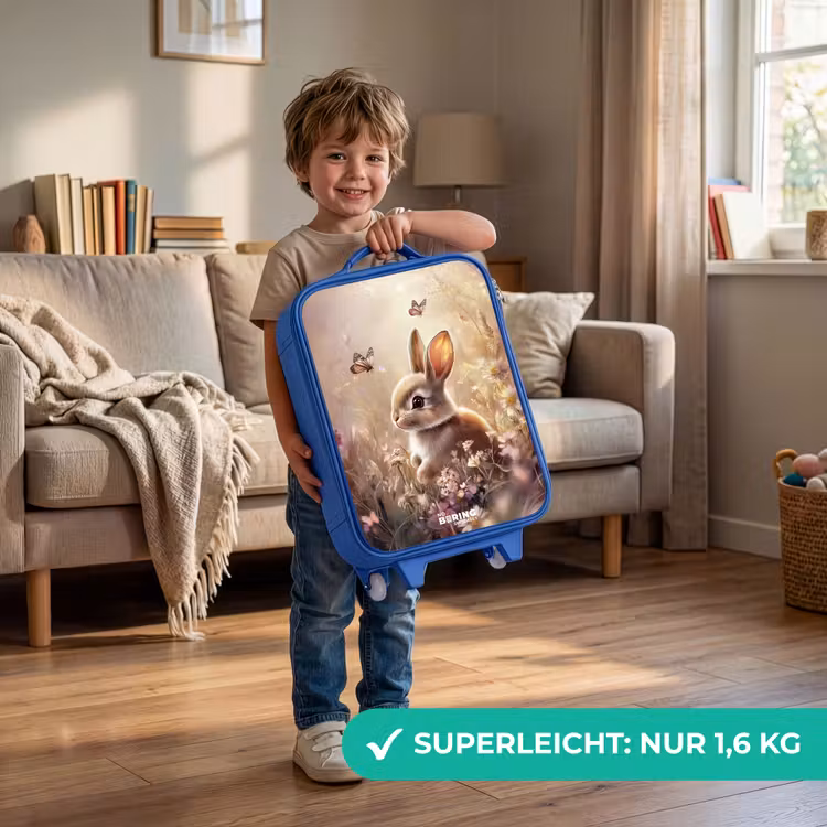 Bloemen - Bruin - Konijntje - Vlinder Kinderkoffer - Blauw klein -sfeer2_DE