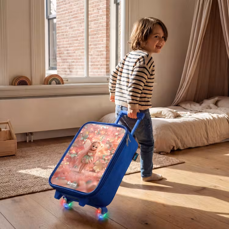 Bloemenfee in roze sprookjeswereld Kinderkoffer - Blauw klein -sfeer1