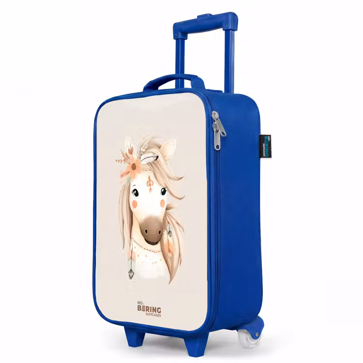 Bohemian paard in pastel kleuren Kinderkoffer - Blauw klein -productfoto_schuin