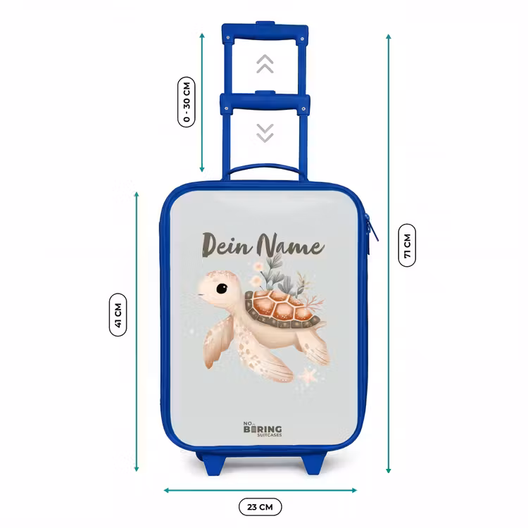Bruine zeeschildpad in pastel onderwaterwereld Kinderkoffer - Blauw klein -productfoto_formaten