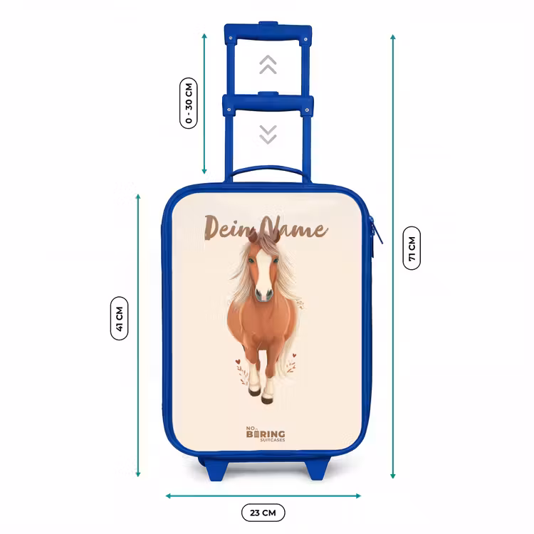 Bruin paard in gallop Kinderkoffer - Blauw klein -productfoto_formaten