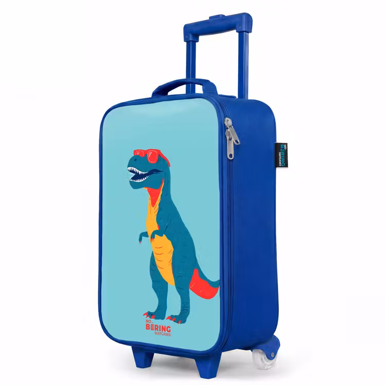 Coole T. rex met zonnebril Kinderkoffer - Blauw klein -productfoto_schuin