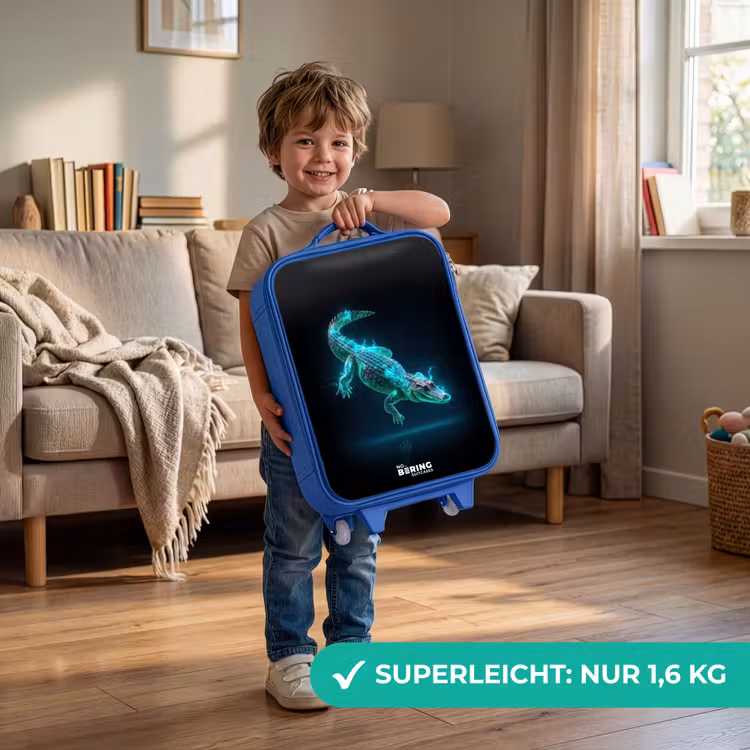 Cyberkrokodil in actiehouding Kinderkoffer - Blauw klein -sfeer2_DE