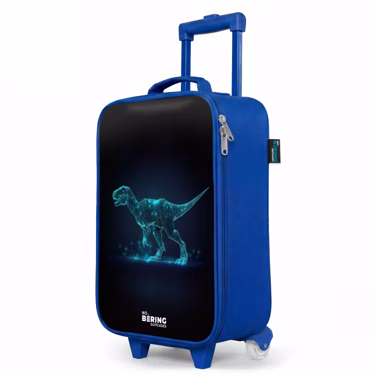 Digitale T-Rex in blauw lichtveld Kinderkoffer - Blauw klein -productfoto_schuin
