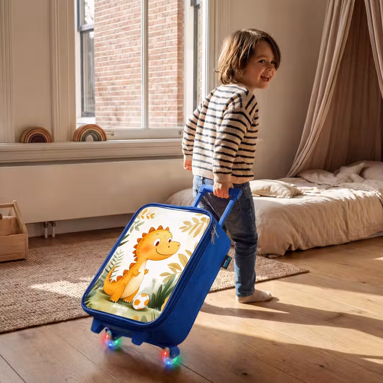 Dino - Voetbal - Oranje Kinderkoffer - Blauw klein -sfeer1