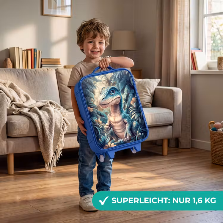 Dino in mystieke jungle met maanlicht Kinderkoffer - Blauw klein -sfeer2_DE